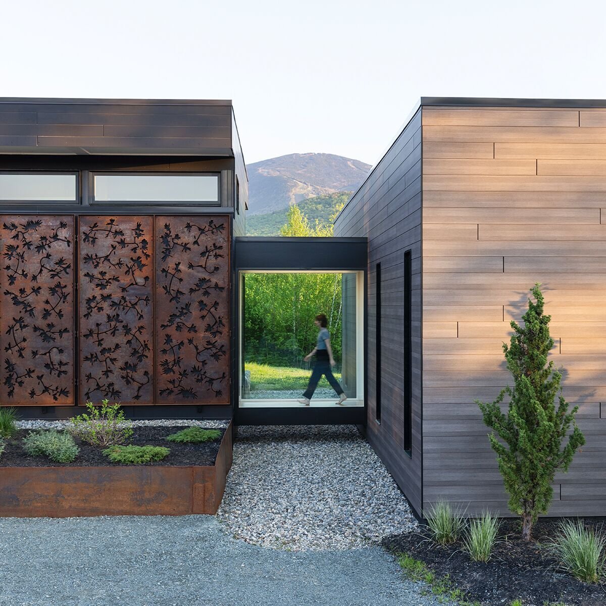 Architectural exterior with custom glazing